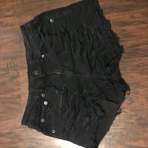 American eagle Black ripped high waisted shorts.